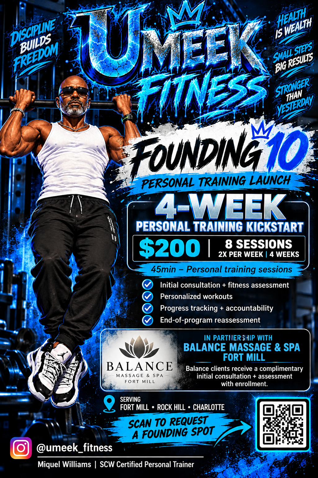 UMeek Fitness Founding 10 personal training launch flyer